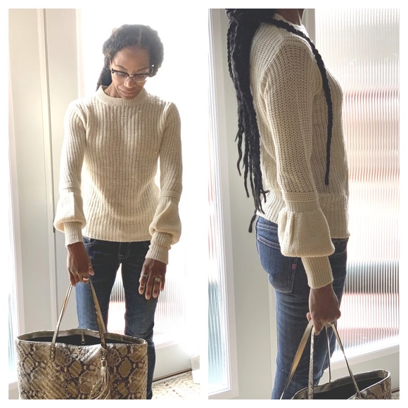 CAYDENCE BLACK BUBBLE ACCENT SLEEVE KNIT SWEATER - Picture 6 of 7